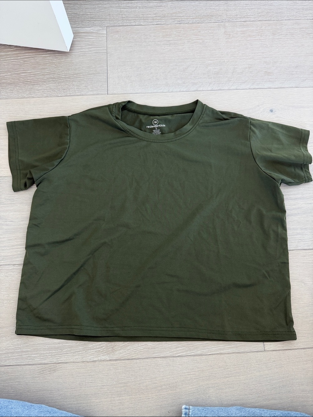Olive Green Cropped Crewneck Tee